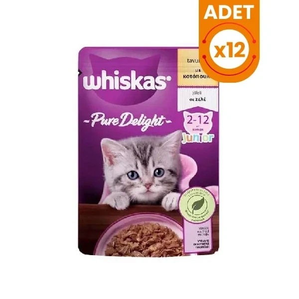 Whiskas Pouch Pure Delight Jöle İçerisinde Tavuklu Yavru Kedi Konservesi