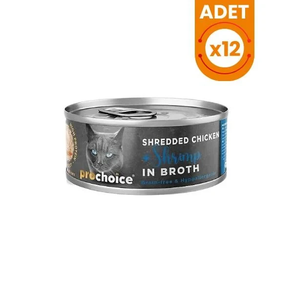 Prochoice Hypo-Allergenic Sos İçinde Tavuklu ve Karidesli Tahılsız Yetişkin Kedi Konservesi