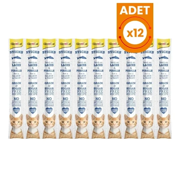 Gimcat Sticks Somonlu ve Alabalıklı Çubuk Kedi Ödül Maması